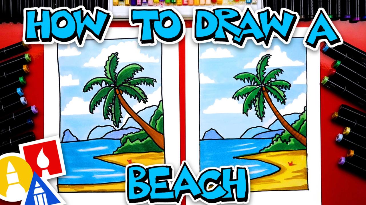 How To Draw A Beach Landscape - Art For Kids Hub